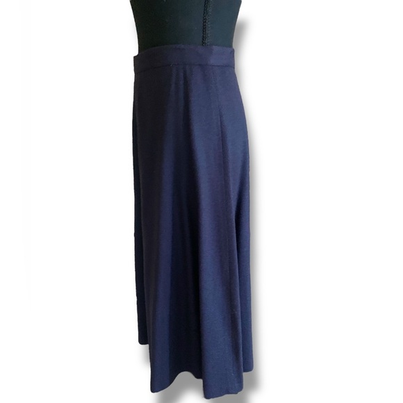 Peck & Peck Wool Flare Maxi Skirt Size 0 Navy Blue Chic Balletcore Quiet Luxury - Picture 8 of 13